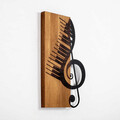 Decoratiune de perete, Musical 1, 50% lemn/50% metal, 30 x 50 cm, Nuc / Negru