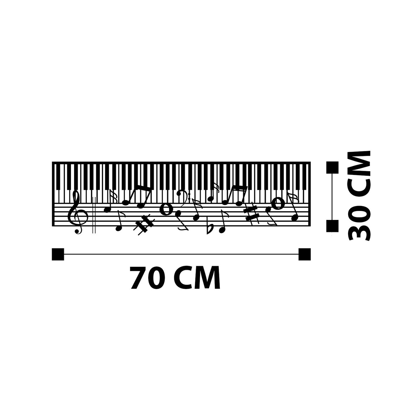 Decoratiune De Perete, Piano - M121, Metal, 70 X 30 Cm, Negru