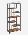 Biblioteca Geometric, Vasagle, 80x30x180 cm, PAL/otel, maro rustic