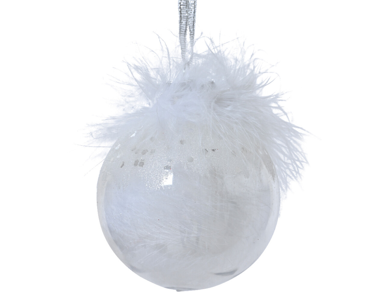 Glob decorativ Feather, Decoris, Ø 8 cm, plastic, alb - 1 | YEO