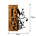 Decoratiune de perete, Love Is In The Aır, 50% lemn/50% metal, Dimensiune: 36 x 3 x 50 cm, Negru / Nuc deschis