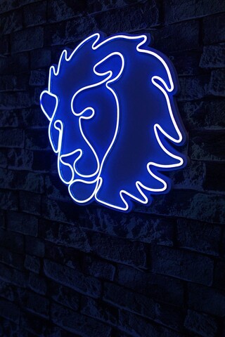 Decoratiune luminoasa LED, Lion,  Benzi flexibile de neon, DC 12 V, Albastru