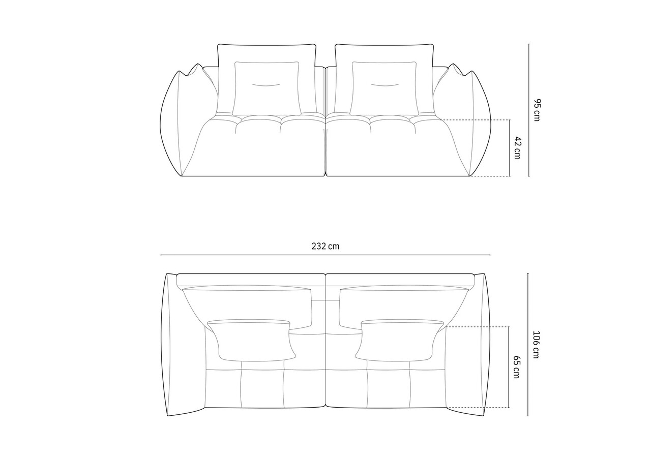 Canapea modulara 3 locuri, Bloom-86, Micadoni Home, 232x106x95 cm, tesatura structurata, albastru inchis