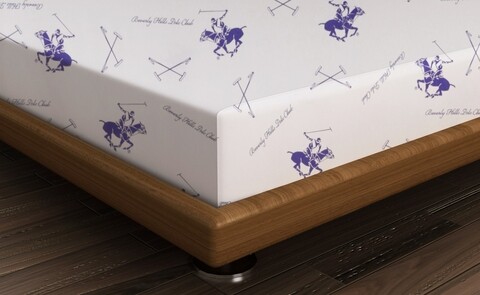 Cearceaf de pat cu elastic, 160x200 cm, 100% bumbac ranforce, Beverly Hills Polo Club, BHPC 029, lila