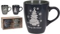 Set 2 cani Reindeer and  Tree, 320 ml, portelan, gri/albastru