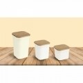 Cutie pentru alimente Bamboo, Jocca, 12 x 12 x 14 cm, bambus, alb/natur