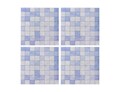 Autocolant decorativ Plaid, 15x15 cm, 8 piese, polipropilena, albastru