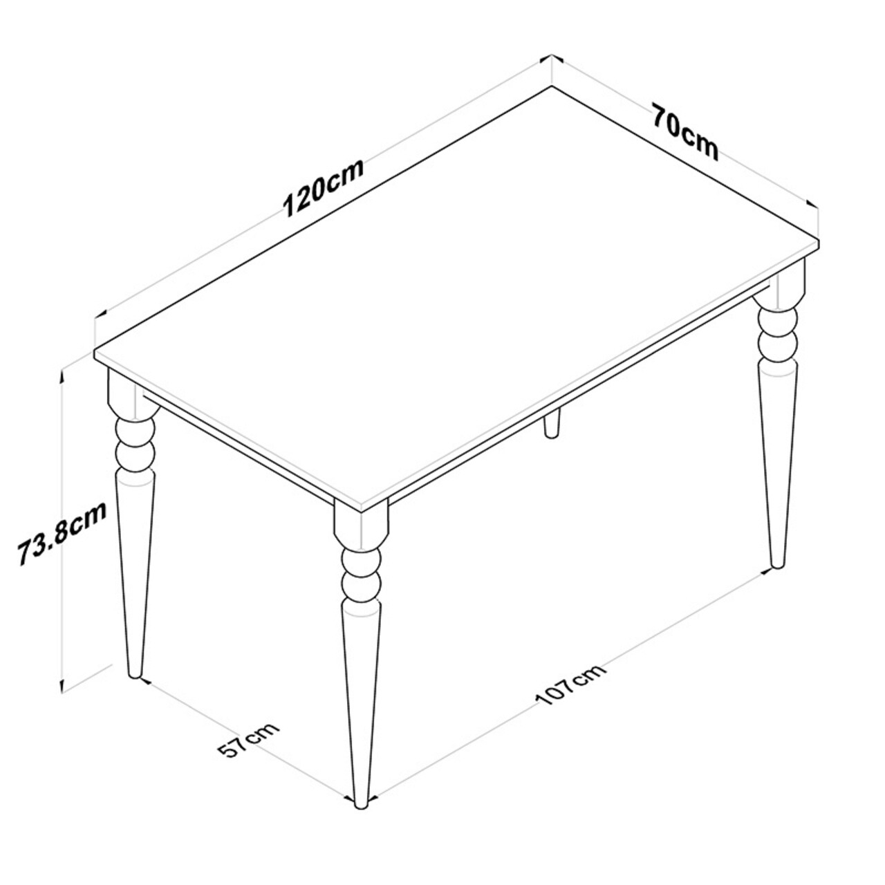 Masa Rosette, Pakoworld, 120x70x73.8 cm, PAL melaminat, natural/alb