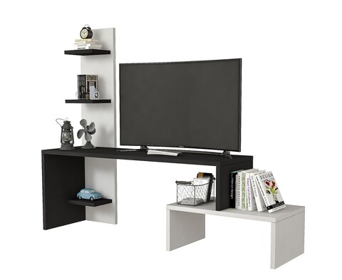 Comoda TV Raffline, 124x30x100 cm, PAL , negru - 1 | YEO