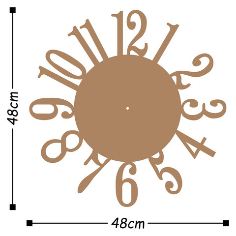 Ceas de perete, Metal Wall Clock 14, Metal, Dimensiune: 48 x 48 cm, Cupru