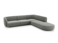 Coltar dreapta 6 locuri, Miley, Micadoni Home, BL, forma rotunjita, 258x248x74 cm, catifea, gri deschis