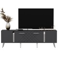 Comoda TV, Olivia, Detas, 150 x 48.2 x 35 cm, pal melaminat, antracit/argintiu