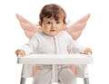 Perna universala copii Baby Pad, Angel Wings, 60x63x5 cm, Bumbac, Roz pudra