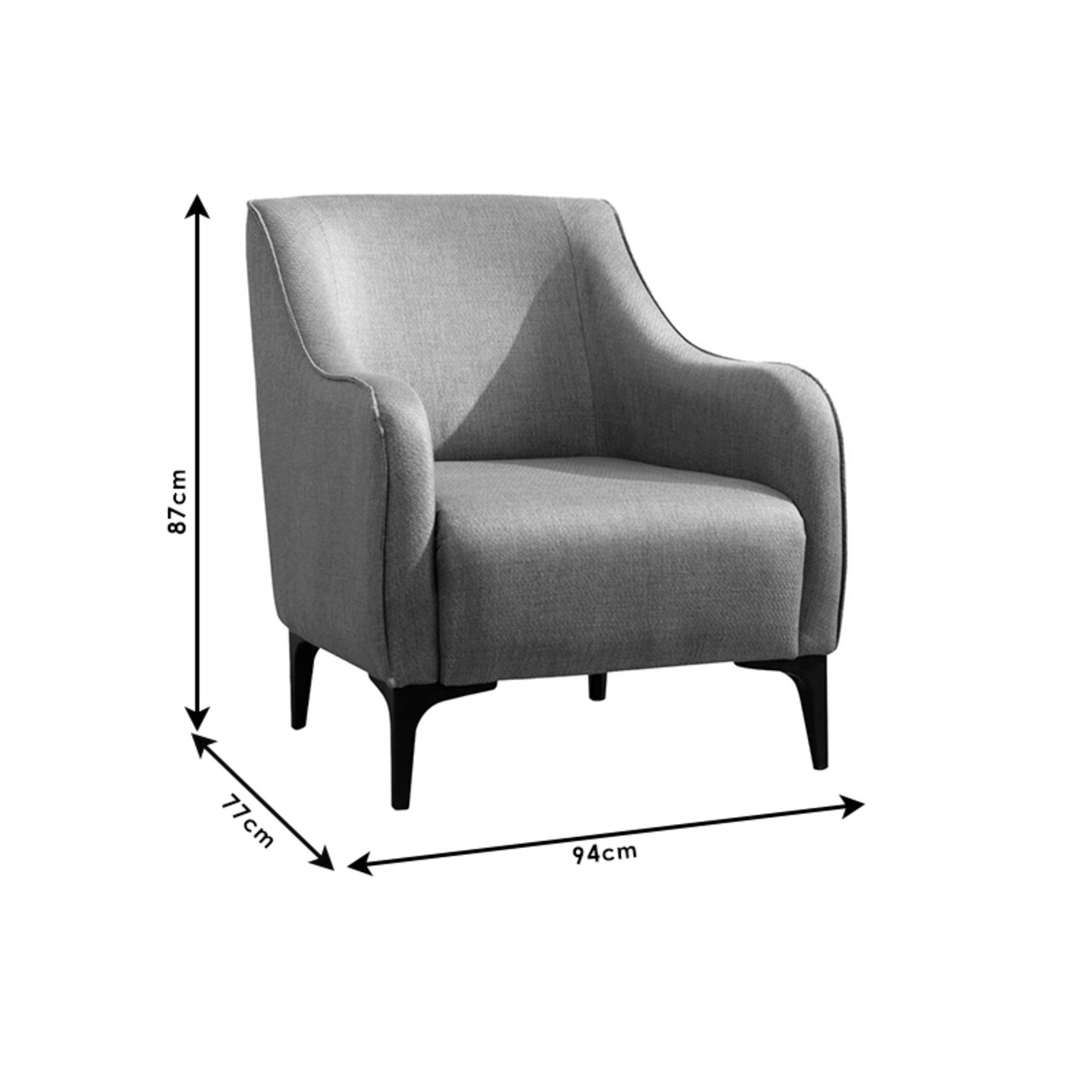 Fotoliu PWF-0565, Pakketo, 94x77x87 cm, poliester/lemn de fag, gri