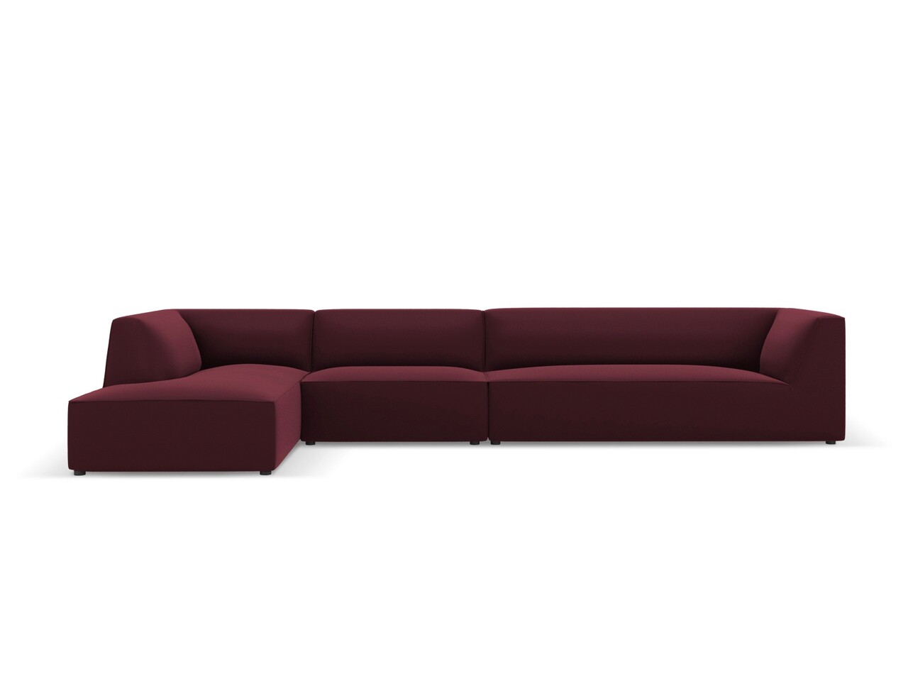 Coltar modular stanga 5 locuri, Ruby, Micadoni Home, BL, 366x180x69 cm, piele ecologica, bordo