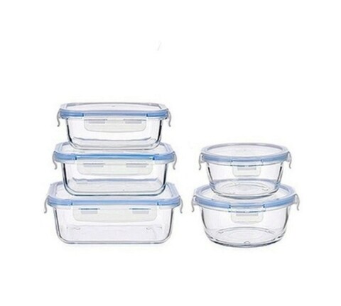 Set 5 caserole, Vivalto, 400 ml, 420 ml, 580 ml, 590 ml, 750 ml, sticla/plastic