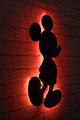 Decoratiune luminoasa LED, Mickey Mouse, MDF, 60 LED-uri, Rosu