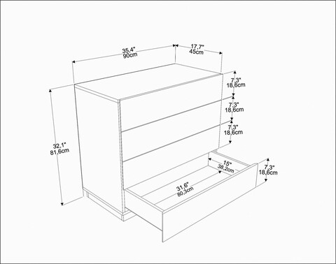 Dulap, Retricy, Lines, 90x45x81.6 cm, PAL, Maro