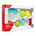 Set 4 jucarii pentru dentitie, Rattle Toys, HE0152, 0M+, silicon/plastic, multicolor