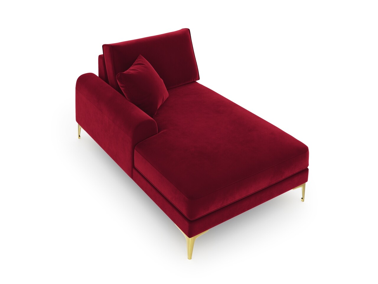 Sezlong living stanga, Madara, Mazzini Sofas, gold legs, 102x182x90 cm, catifea, rosu vin - 1 | YEO