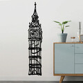 Decoratiune de perete, Big Ben, Metal, Dimensiune: 28 x 150 cm, Negru