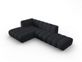 Coltar modular stanga 5 locuri, Lupine, Micadoni Home, BL, fara cotiera, 294x175x70 cm, poliester chenille, negru