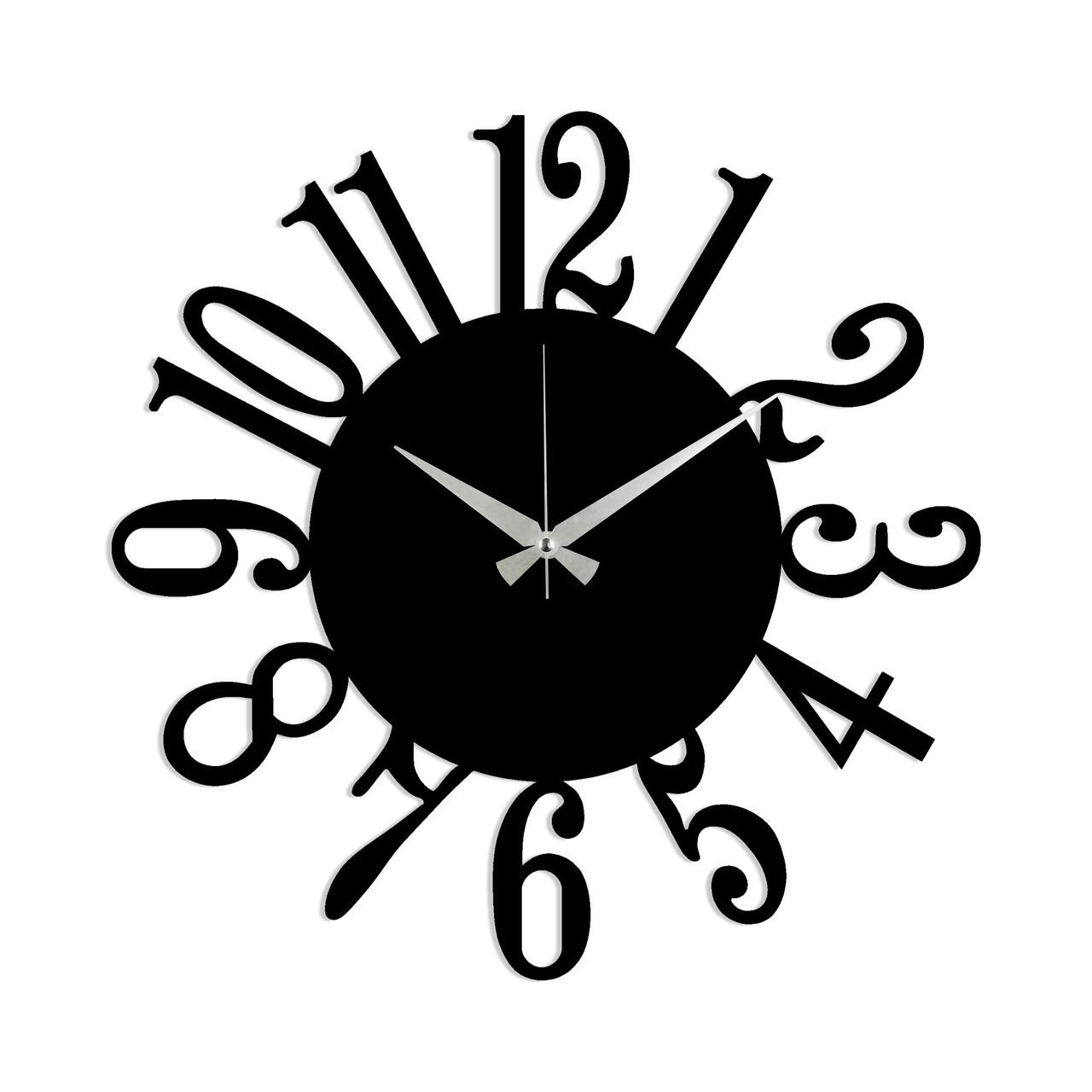 Ceas de perete, Metal Wall Clock 14, Metal, Dimensiune: 48 x 48 cm, Negru - 1 | YEO