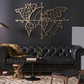 Decoratiune de perete, World Map Compass Gold, Metal, Dimensiune: 65 x 95 cm, Auriu