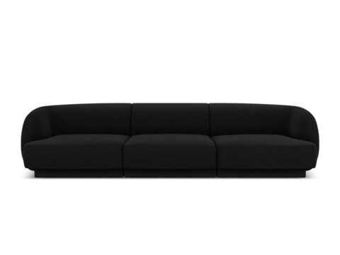 Canapea 3 locuri, Miley, Micadoni Home, BL, 259x85x74 cm, catifea, negru