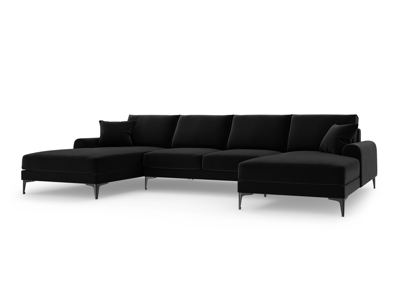 Coltar panoramic, Madara, Mazzini Sofas, 6 locuri, 334x182x90 cm, catifea, negru - 1 | YEO