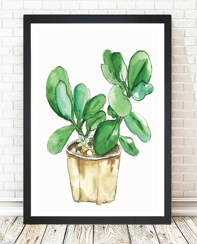 Tablou decorativ Green Plant, Tablo center, 24x29 cm, MDF, multicolor