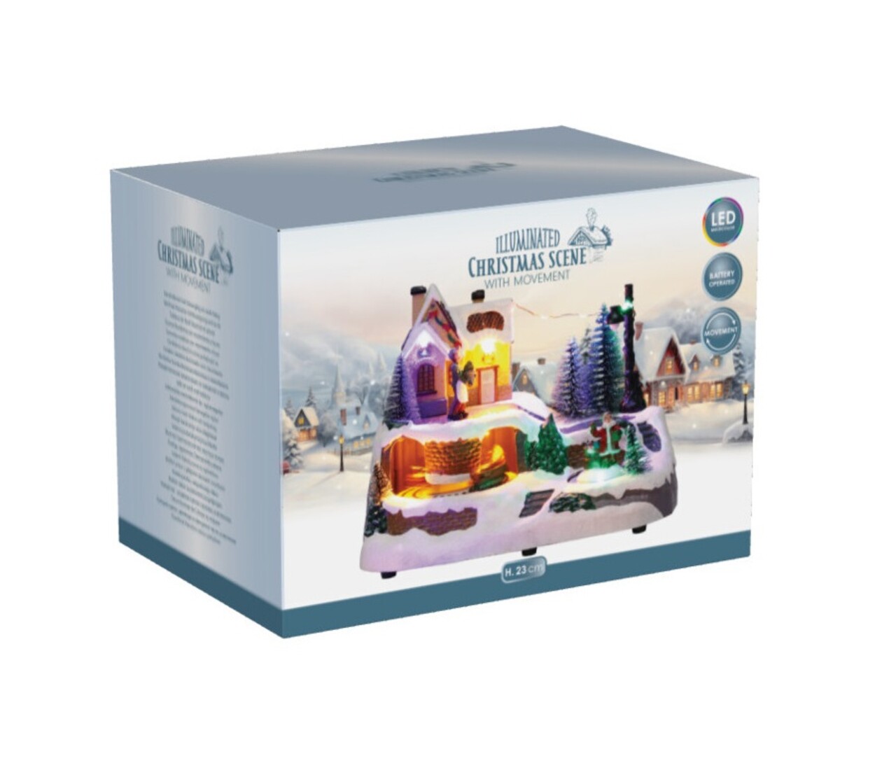 Decoratiune cu functie de miscare si lumini Winter Scene Santa on ice v2, 23.5x16x17 cm, cu baterii