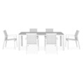 Set mobilier gradina/terasa Encore/Baria, 7 piese, 205x90x74 cm/56.5x62x86 cm, aluminiu, alb/gri