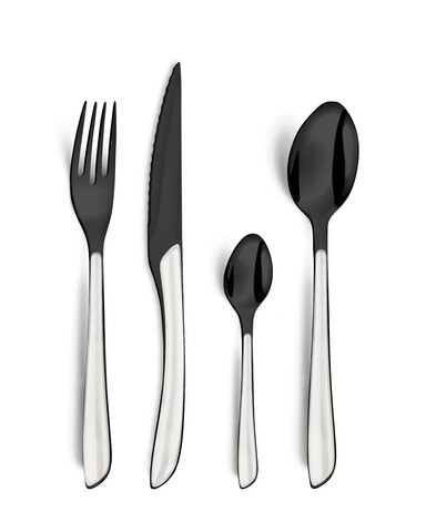 Set tacamuri 16 piese, Amefa, Trend Lumino, inox, alb/negru