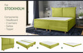 Pat matrimonial, Stockholm, Pillows E, 180x200 cm, saltea tip Pocket, topper memory, Verde