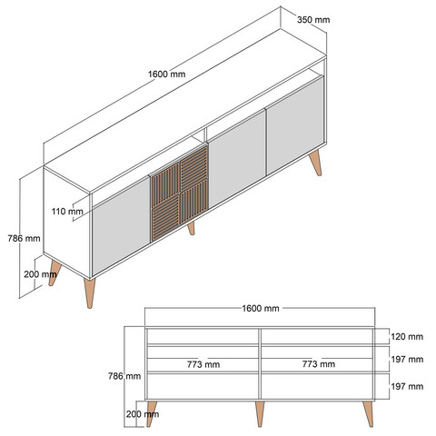 Consola, Hommy Craft, Milan 160, 160x78x35 cm, Nuc / Alb