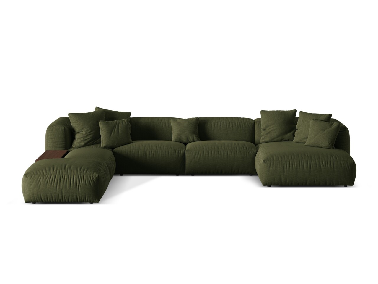 Coltar panoramic stanga 5 locuri design modular, Martina-169, Micadoni Home, 406x280x75 cm, tesatura structurata catifelata, verde - 1 | YEO