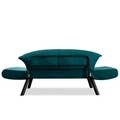 Canapea extensibila Genzo, Futon, 2 locuri, 177x81x87 cm, metal, petrol blue