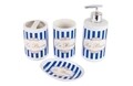 Set de baie Le Bain, InArt, 4 piese, ceramica, alb/albastru