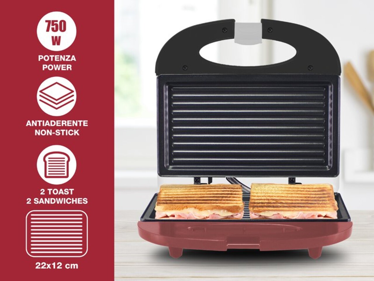 Sandwich maker Beper, 22x21.5x8.5 cm, bachelita, alb