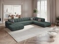 Coltar panoramic drepta 7 locuri, Jennifer-140, Micadoni Home, 364x262x70 cm, tesatura chenille din poliester, petrol