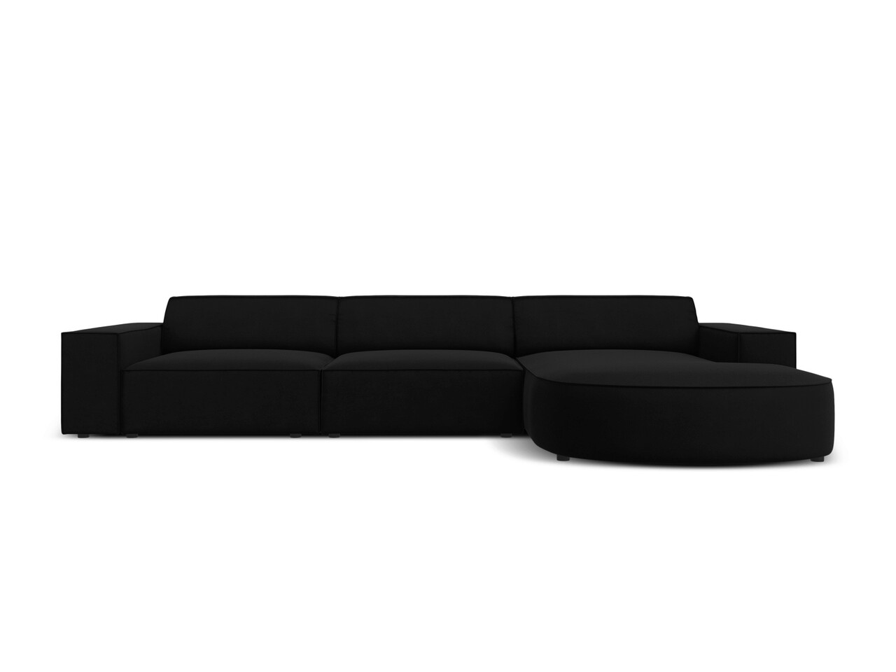 Coltar dreapta 4 locuri, Jodie, Micadoni Home, BL, forma rotunjita, 284x166x70 cm, catifea, negru