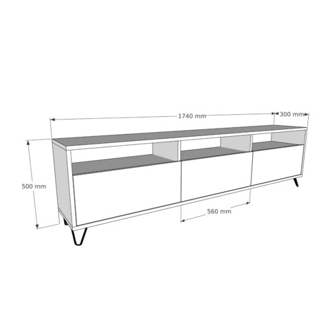 Comoda TV, Woodface, Holmes, 178 x 50 x 30 cm, pal melaminat, stejar