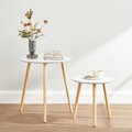 Set 2 masute Vasagle Scandinavian, 45x45x50 cm, PAL/lemn masiv de pin, alb/natural