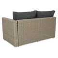 Set mobilier pentru gradina/terasa, Casaboa, coltar + masa, aluminiu/fibre sintetice, natur/gri