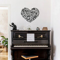 Decoratiune de perete, Musical Love, Metal, Dimensiune: 70 x 57 cm, Negru