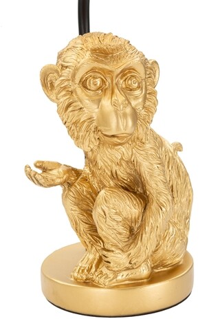 Veioza, Mauro Ferretti, Monkey, Ø 20 x 51.5 cm, polirasina/fier/hartie/textil, auriu/negru