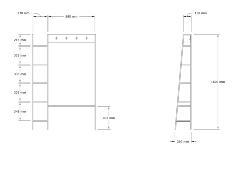 Cuier de perete, Asse Home, Marken, 120x180x30 cm, Maro