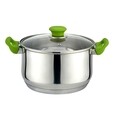 Oala cu capac Muhler, MR-4070, inox/sticla, 26 cm, 7 L, verde