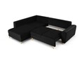 Coltar extensibil stanga 5 locuri, Moghan, Micadoni Home, GL, 243x194x88 cm, catifea, negru